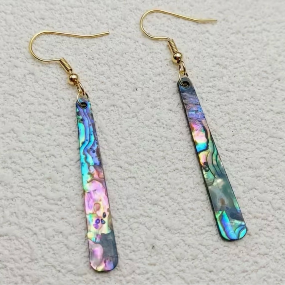 Gold Hook Abalone Shell Drop Earrings - Multicolor